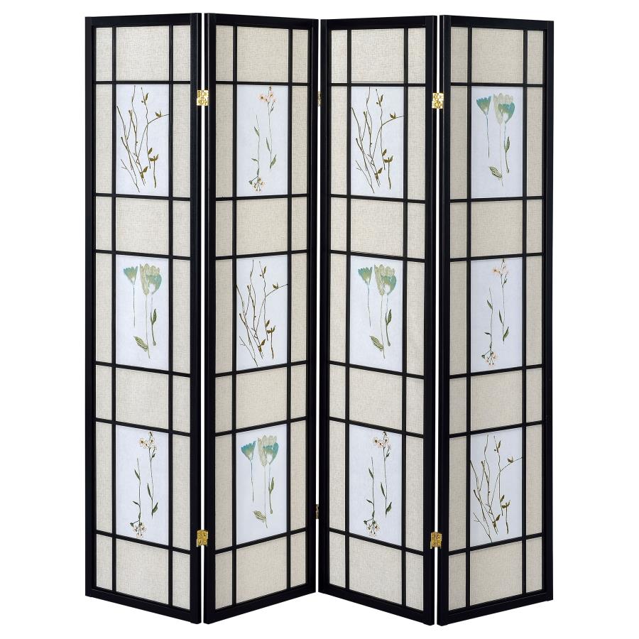 Catabella Black 4 Panel Room Divider - furniture place usa
