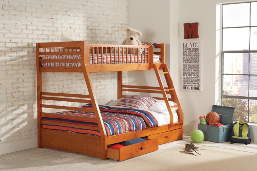 Ashton Brown Twin / Full Bunk Bed - furniture place usa