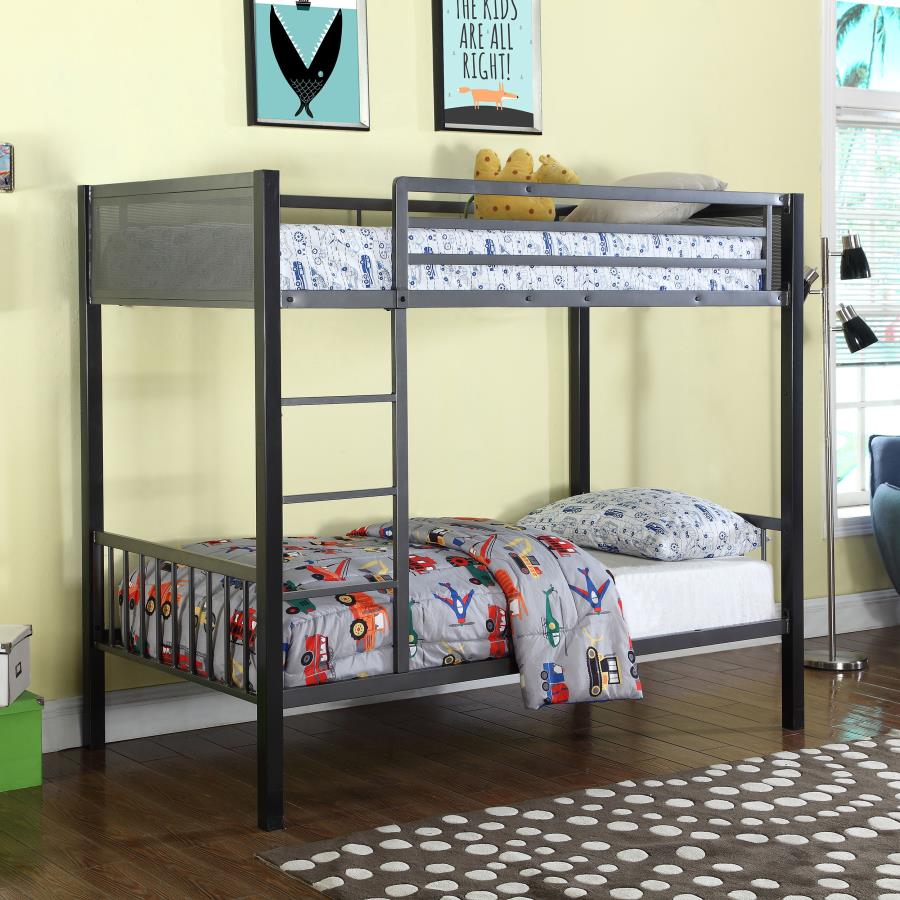 Meyers Black Twin / Twin Bunk Bed - furniture place usa
