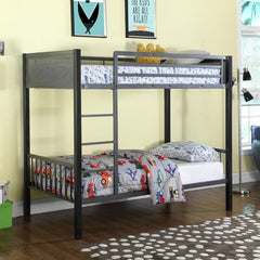 Meyers Black Twin / Twin Bunk Bed - furniture place usa