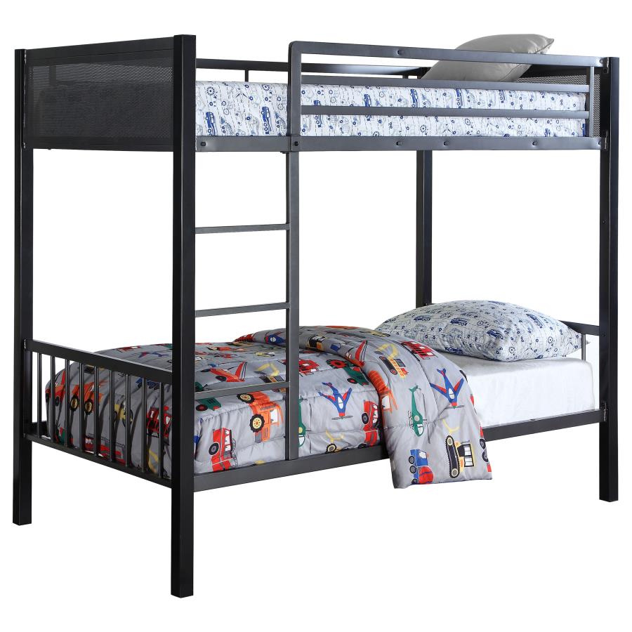 Meyers Black Twin / Twin Bunk Bed - furniture place usa