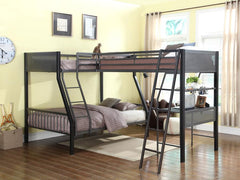 Meyers Black Twin / Full / Twin Triple Bunk Bed - furniture place usa