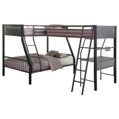 Meyers Black Twin / Full / Twin Triple Bunk Bed - furniture place usa