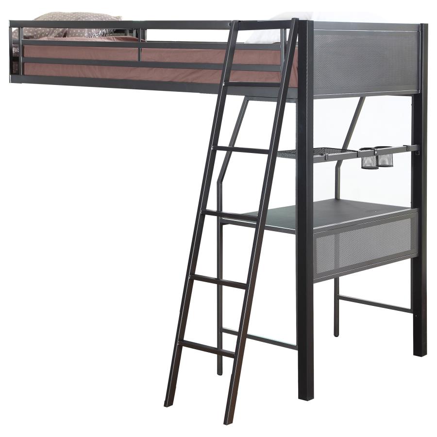 Meyers Black Twin / Full / Twin Triple Bunk Bed - furniture place usa