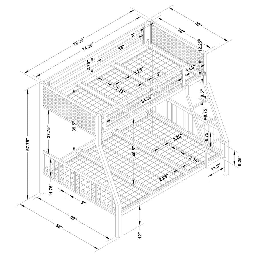 Meyers Black Twin / Full Bunk Bed - furniture place usa