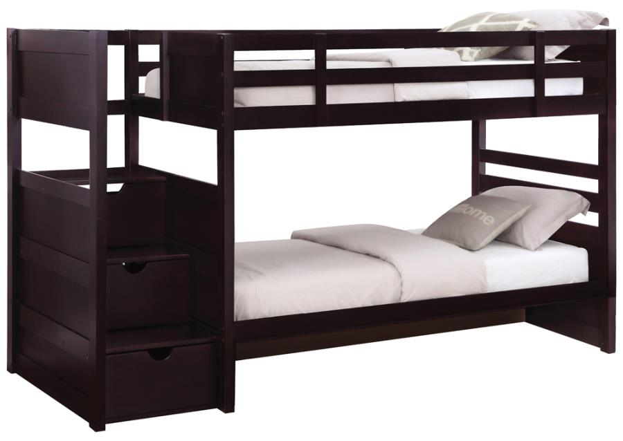 Elliott Brown Twin / Twin Bunk Bed - furniture place usa