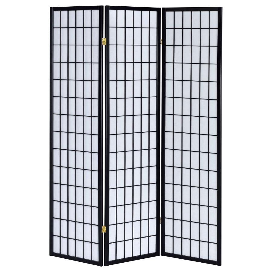 Carrie Black 3 Panel Room Divider - furniture place usa