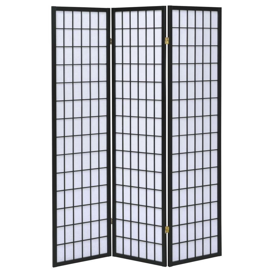 Carrie Black 3 Panel Room Divider - furniture place usa