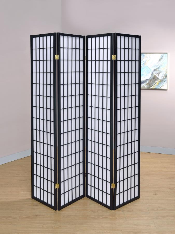 Roberto Black 4 Panel Room Divider - furniture place usa