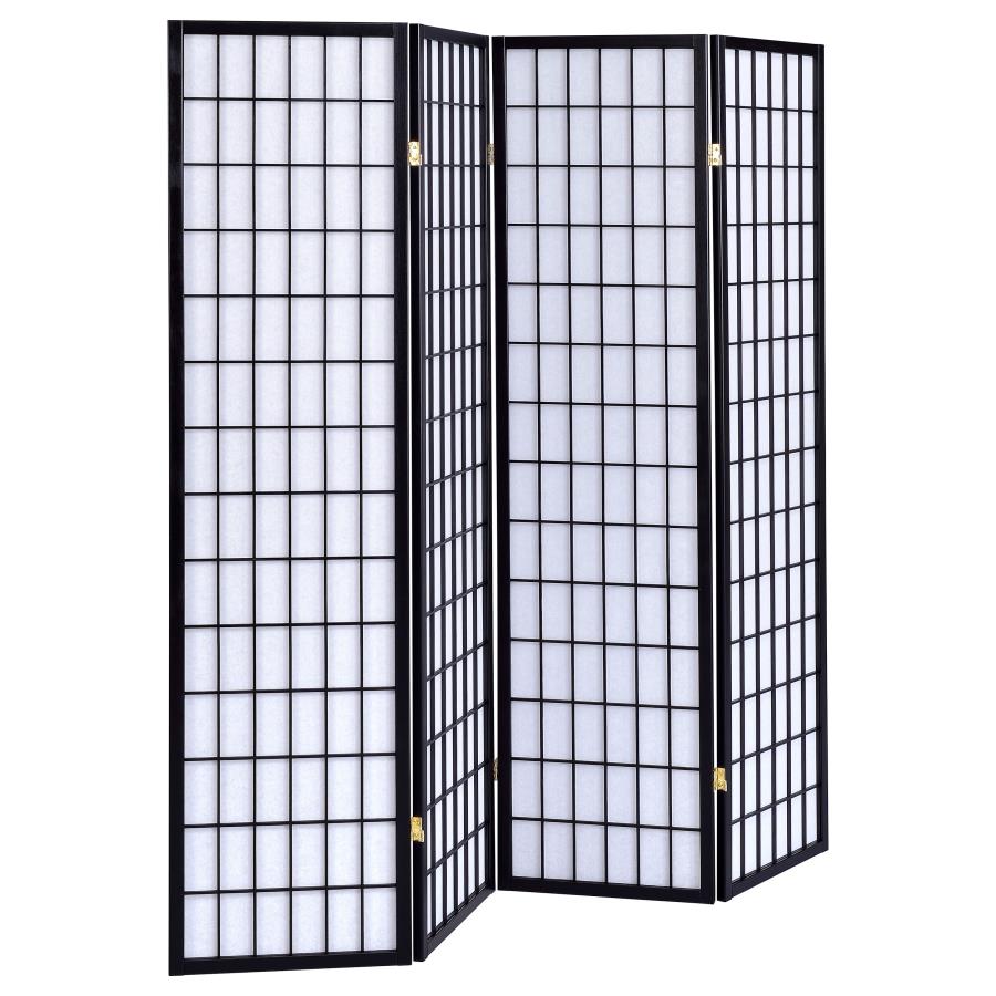 Roberto Black 4 Panel Room Divider - furniture place usa