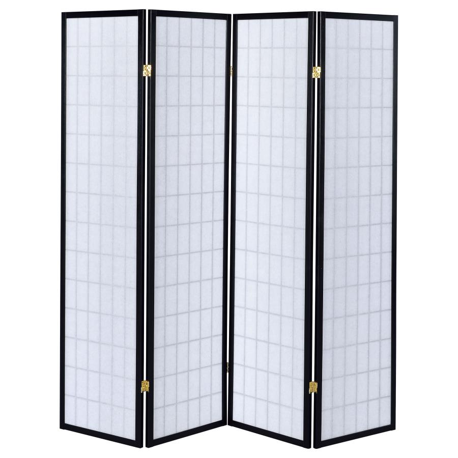Roberto Black 4 Panel Room Divider - furniture place usa