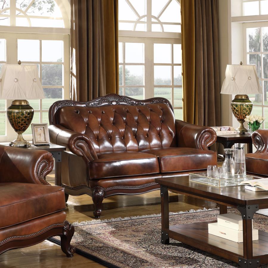 Victoria Brown Loveseat - furniture place usa