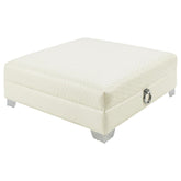 Chaviano Ivory Ottoman - furniture place usa