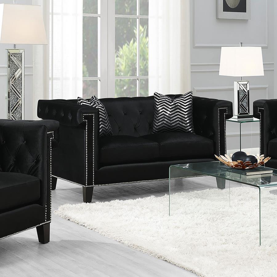 Reventlow Black Loveseat - furniture place usa