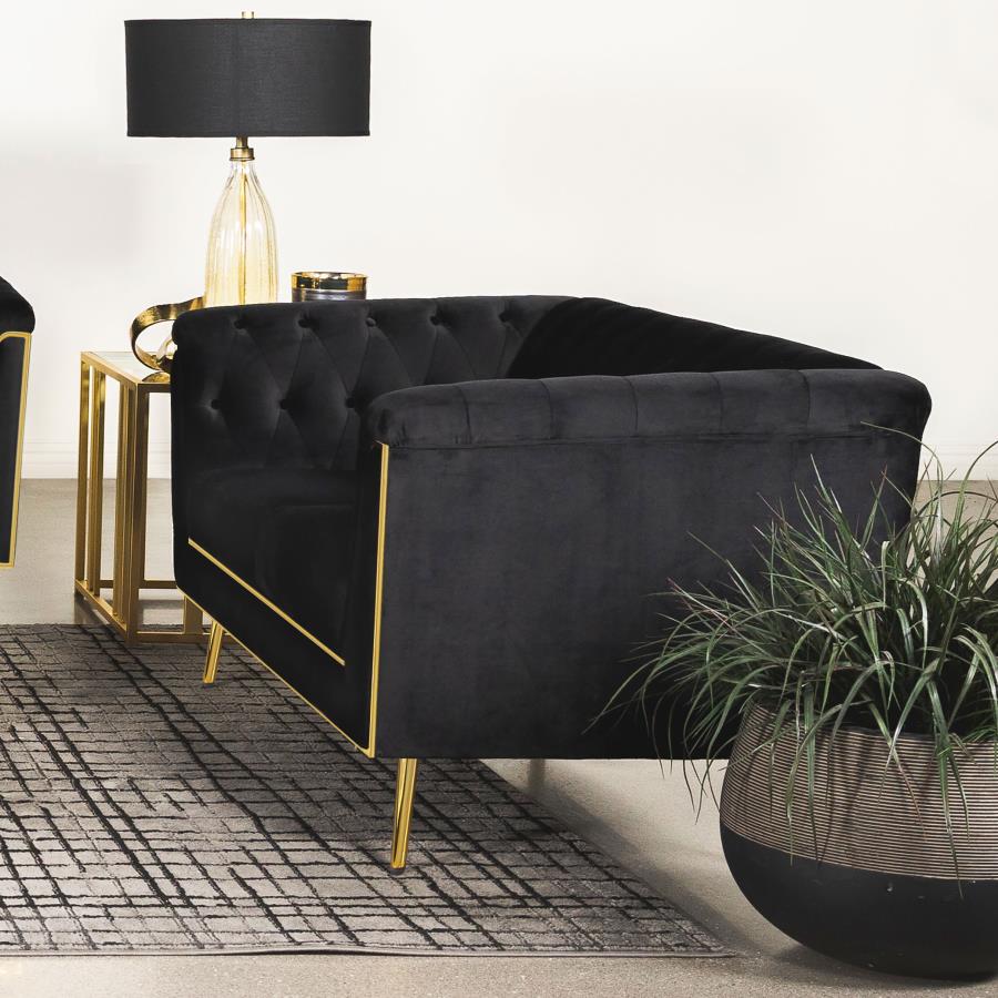 Holly Black Loveseat - furniture place usa