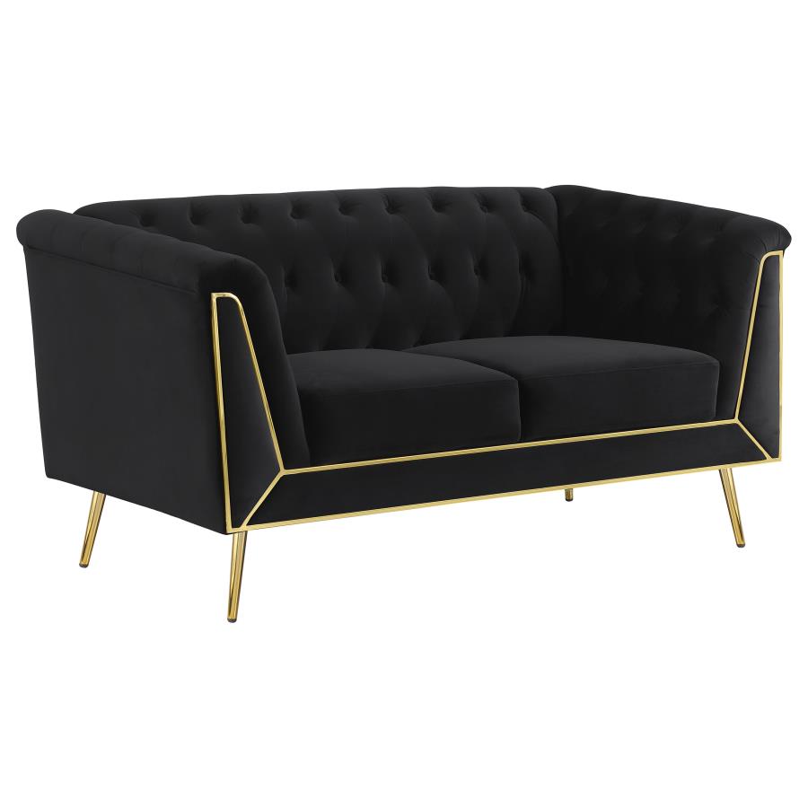 Holly Black Loveseat - furniture place usa