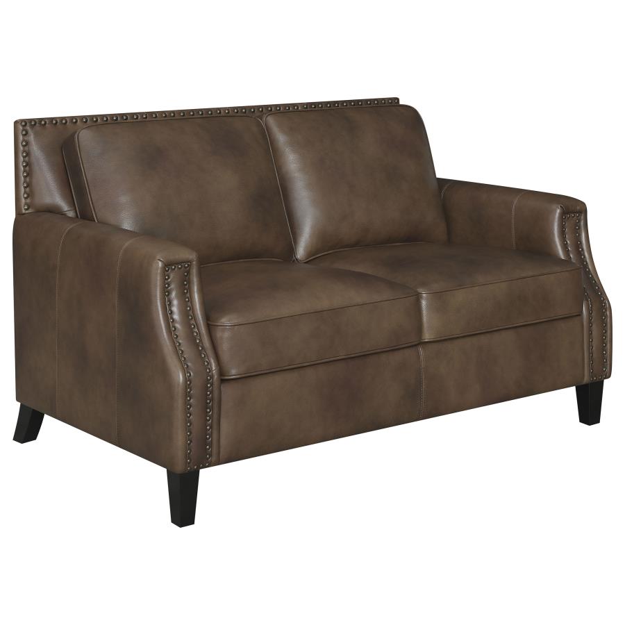 Leaton Brown Loveseat - furniture place usa