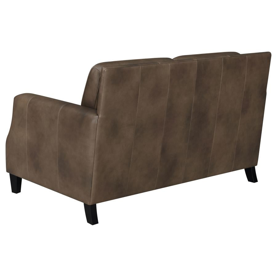 Leaton Brown Loveseat - furniture place usa