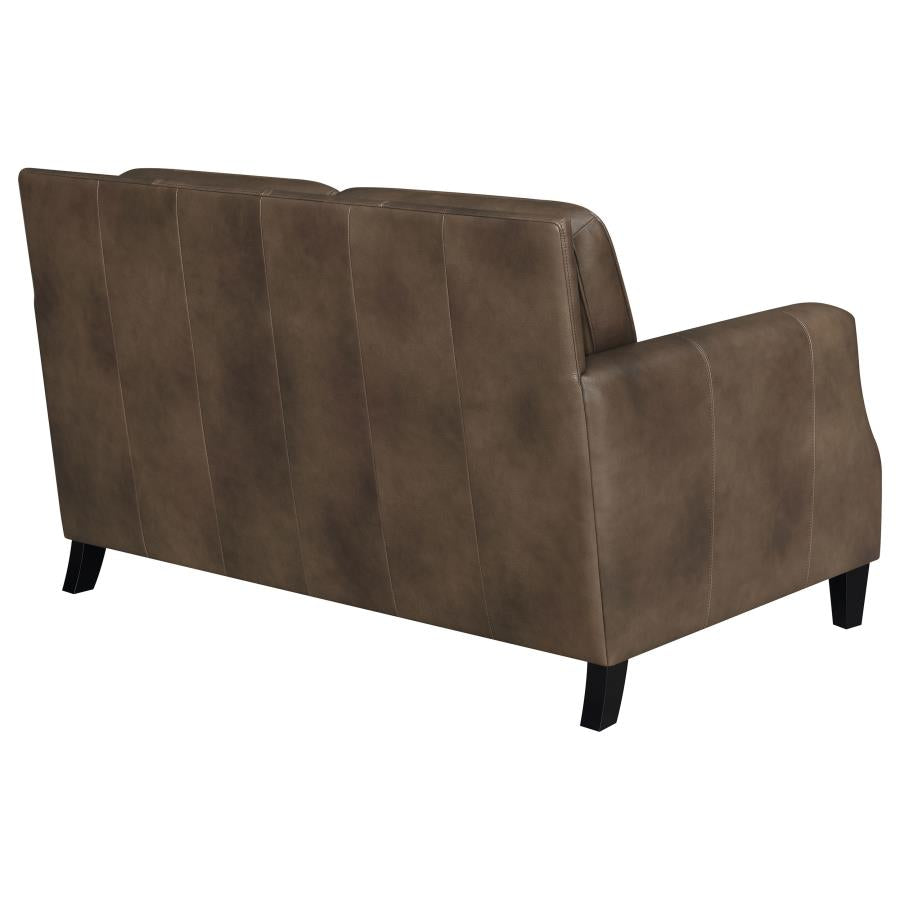 Leaton Brown Loveseat - furniture place usa