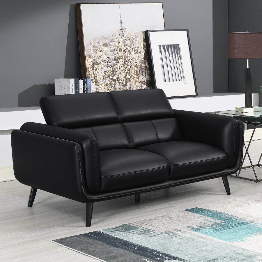 Shania Black Loveseat - furniture place usa
