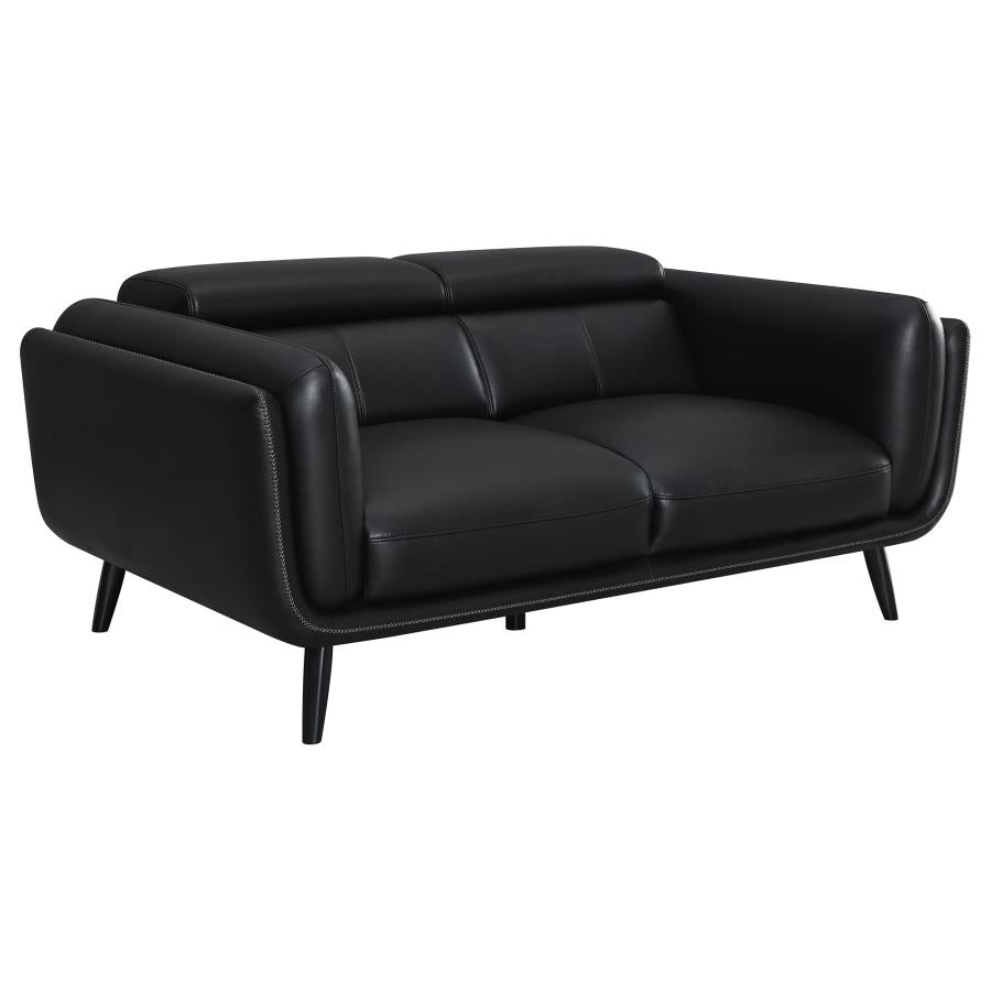 Shania Black Loveseat - furniture place usa