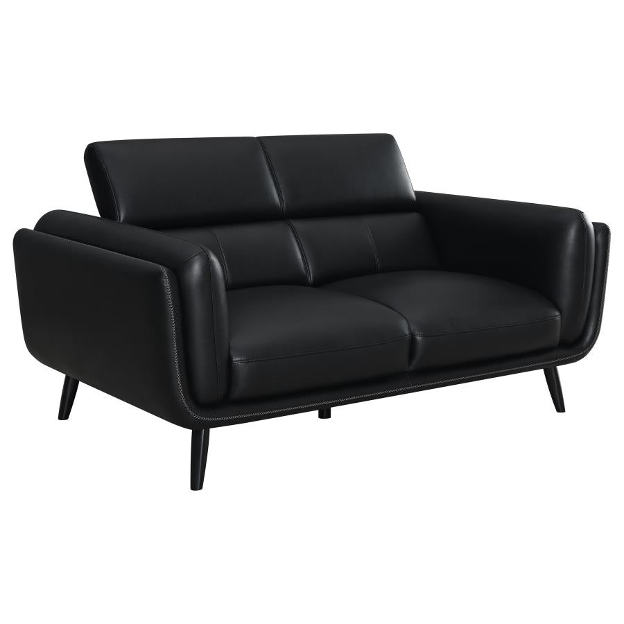 Shania Black Loveseat - furniture place usa