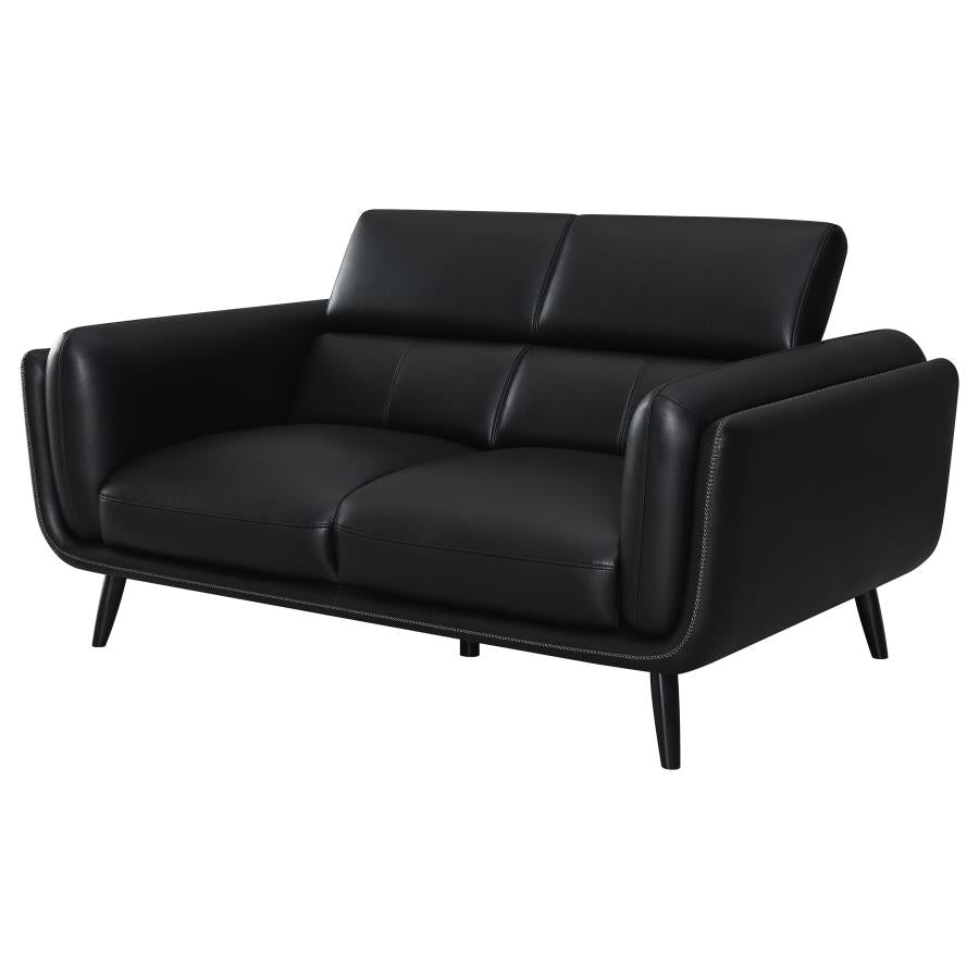 Shania Black Loveseat - furniture place usa