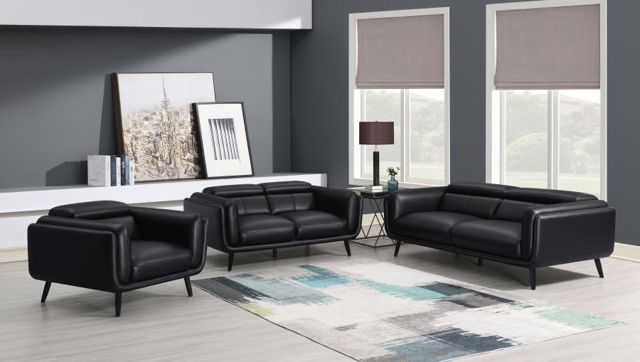 Shania Black Loveseat - furniture place usa