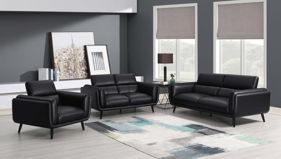Shania Black Loveseat - furniture place usa