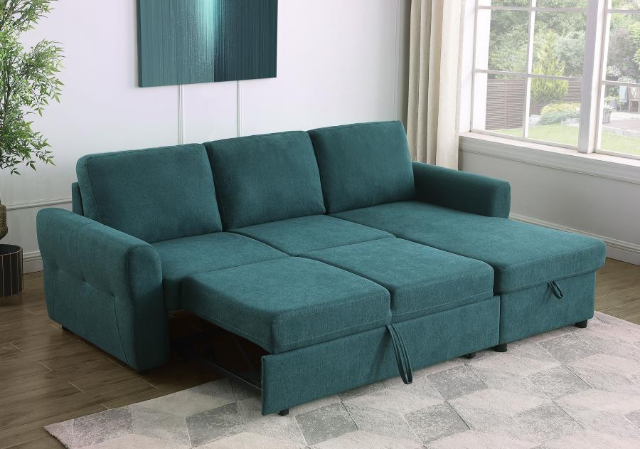 Samantha Blue Sleeper Sectional - furniture place usa