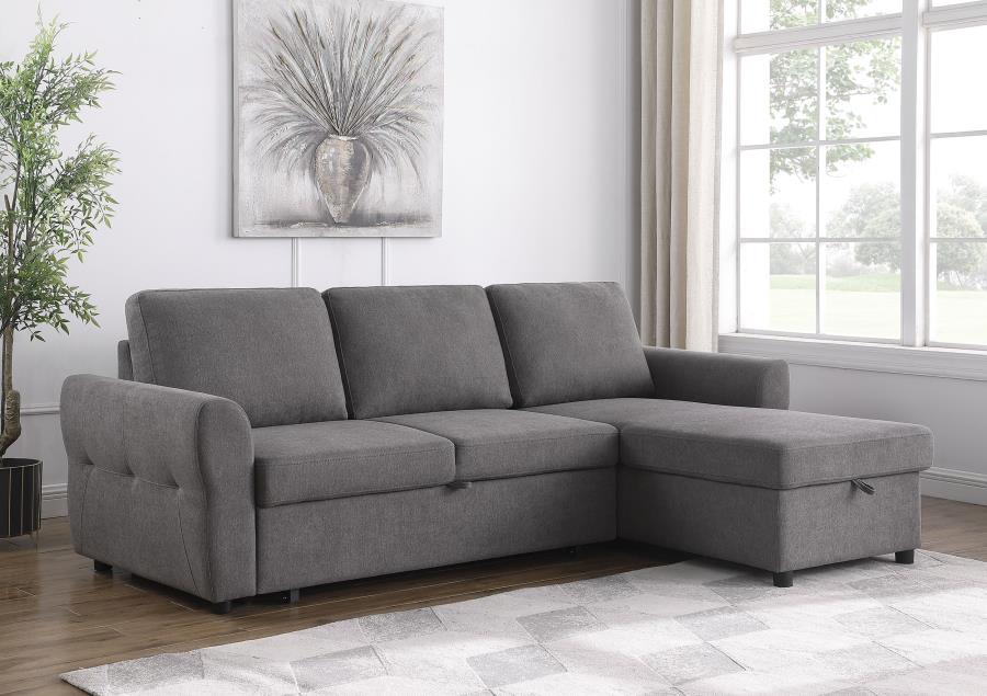 Samantha Grey Sleeper Sectional - furniture place usa