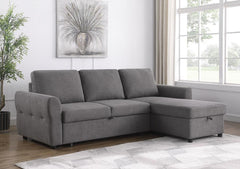 Samantha Grey Sleeper Sectional - furniture place usa