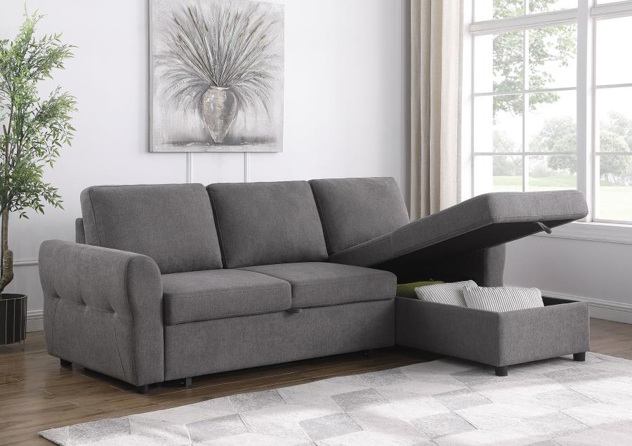 Samantha Grey Sleeper Sectional - furniture place usa