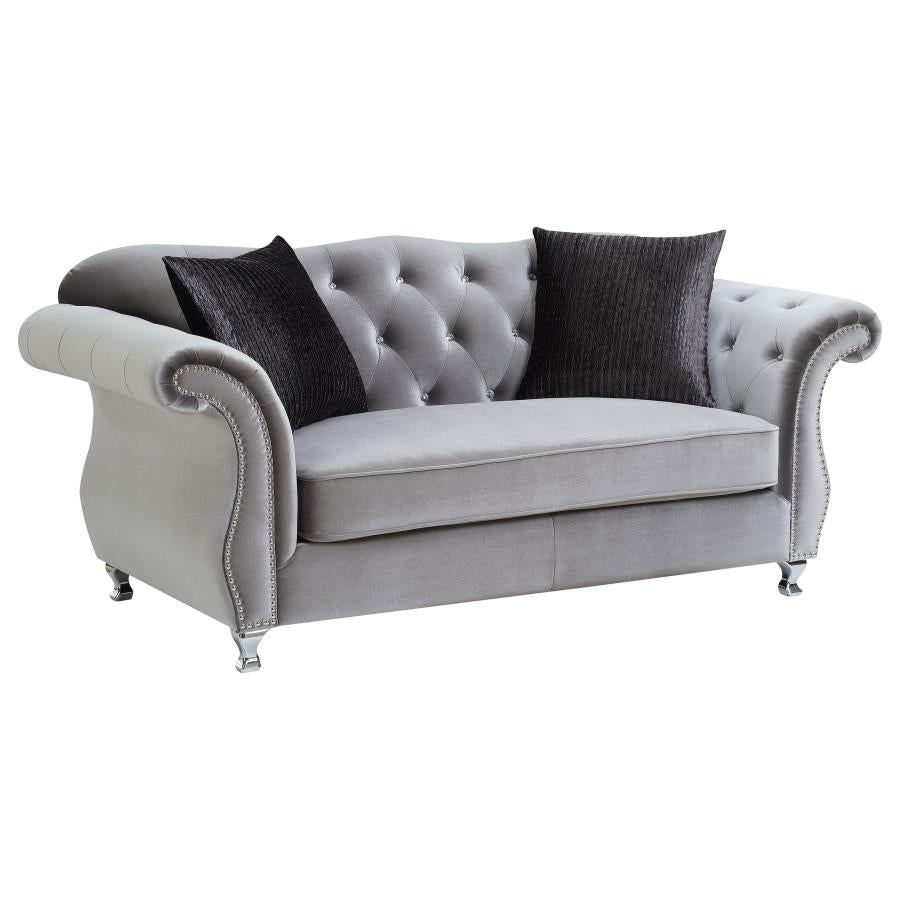 Frostine Silver Loveseat - furniture place usa