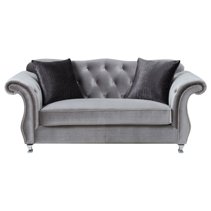 Frostine Silver Loveseat - furniture place usa