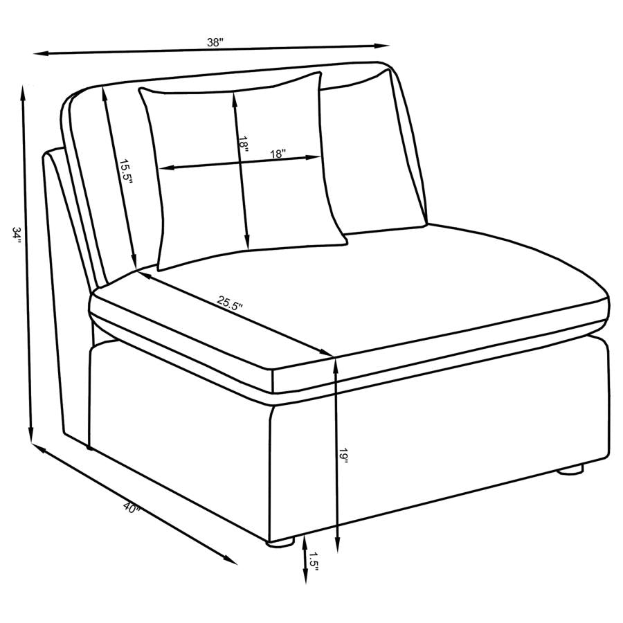 Hobson Ivory Armless Chair - furniture place usa