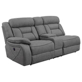Higgins Grey Laf Power Loveseat - furniture place usa