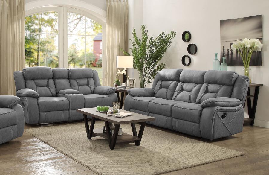 Higgins Grey 2 Pc Motion Sofa Set - furniture place usa