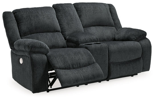 Draycoll Power Reclining Loveseat with Console - furniture place usa