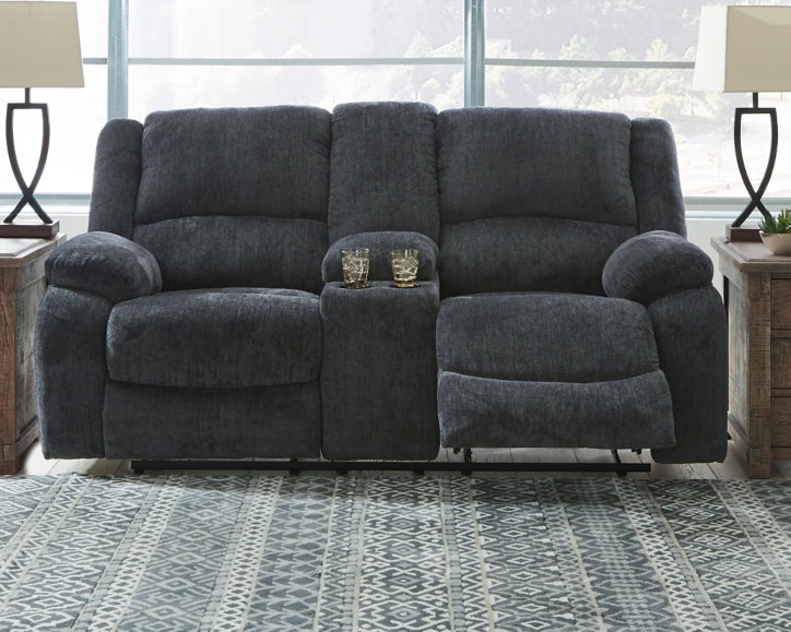 Draycoll Reclining Loveseat with Console - furniture place usa