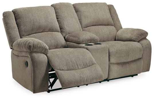 Draycoll Reclining Loveseat with Console - furniture place usa
