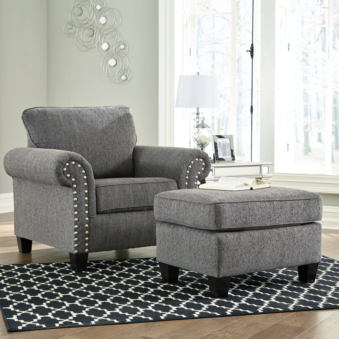 Agleno Chair and Ottoman - furniture place usa