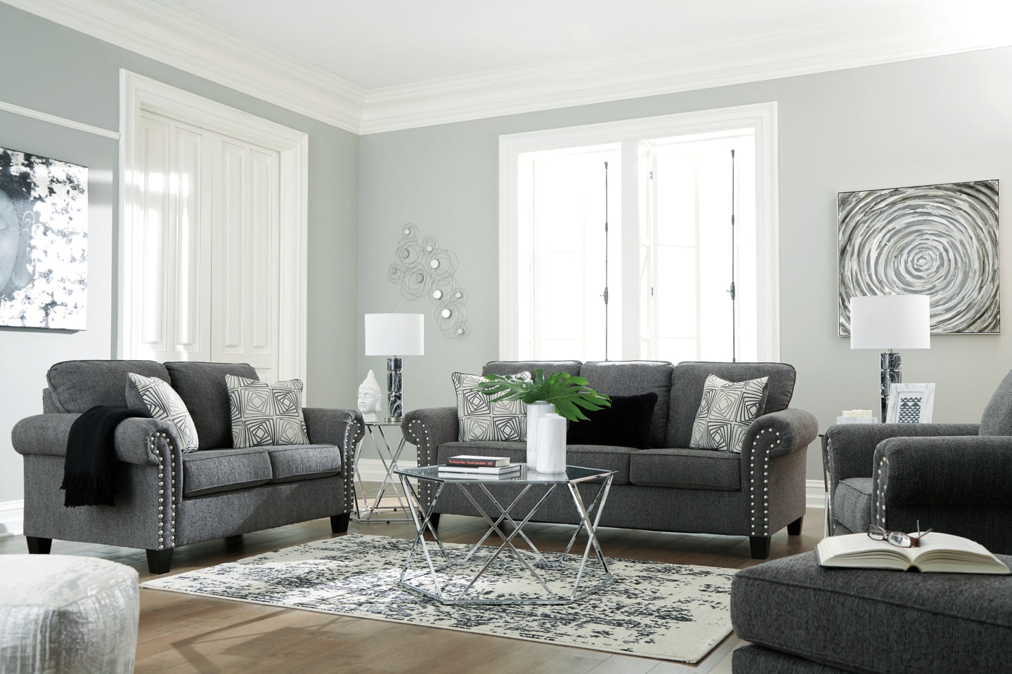 Agleno Sofa, Loveseat, Chair and Ottoman - furniture place usa