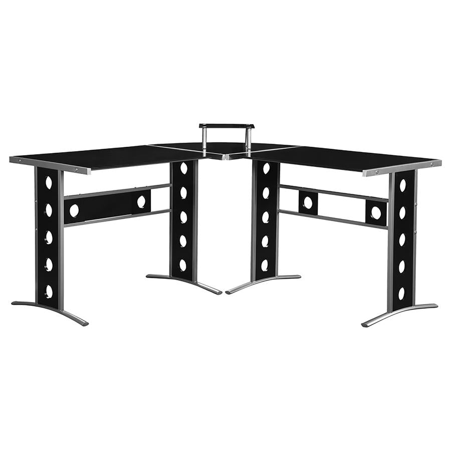 Keizer Black L-shape Desk - furniture place usa
