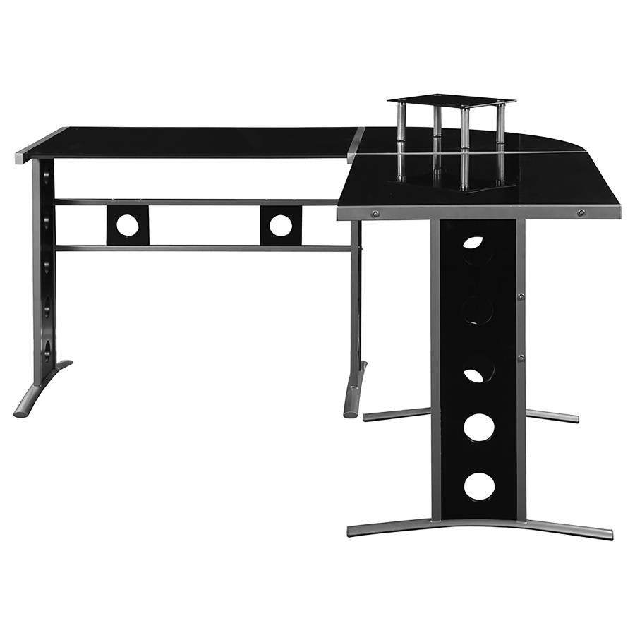 Keizer Black L-shape Desk - furniture place usa