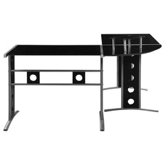 Keizer Black L-shape Desk - furniture place usa