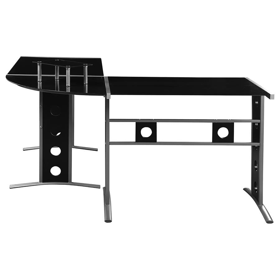 Keizer Black L-shape Desk - furniture place usa