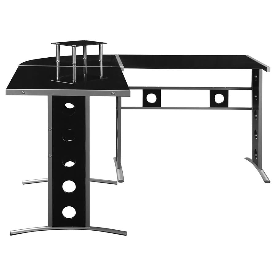 Keizer Black L-shape Desk - furniture place usa