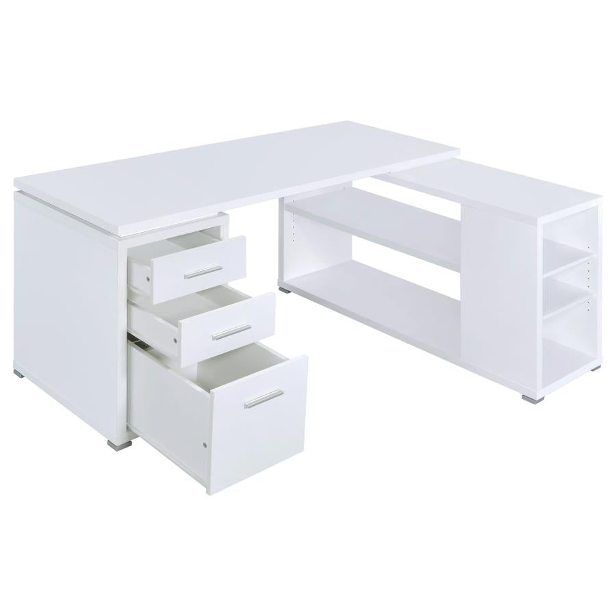 Yvette White L-shape Desk - furniture place usa