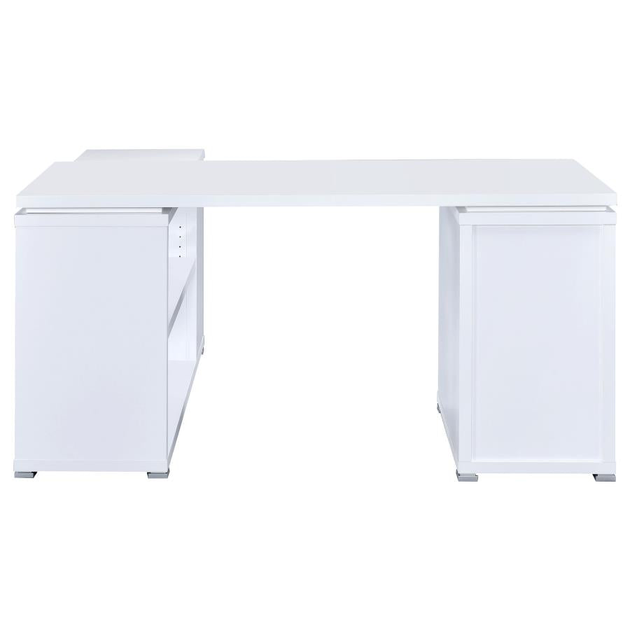 Yvette White L-shape Desk - furniture place usa